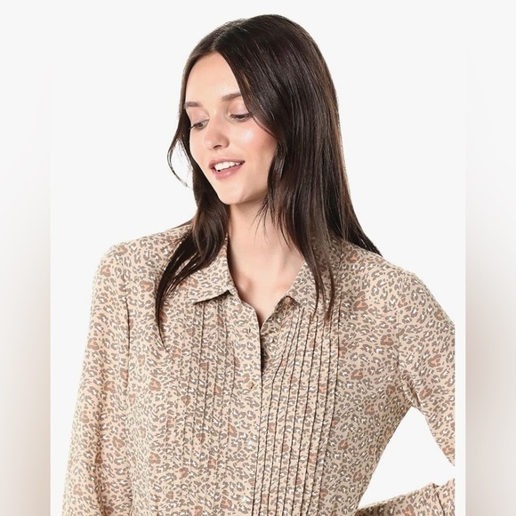 Nanette Lepore Collared Tie Waist Long Sleeve Pleated Multi Print Dress - Size 6 - Picture 2 of 16